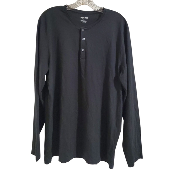Bonobos Mens Prima Cotton Long Sleeve Henley Shirt Black Size XL - Picture 1 of 7